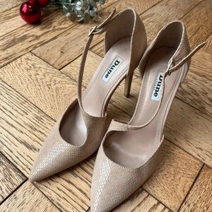 Dune London Beige Textured Heels